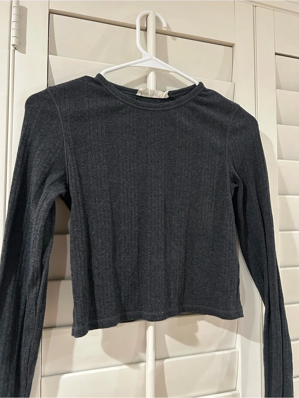 Everlane Lounge Rib Cropped Shirt - Gray